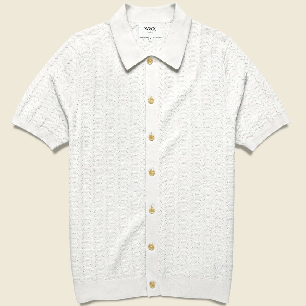 WAX LONDON  Pointelle Tellaro Shirt - Ecru - Size Large